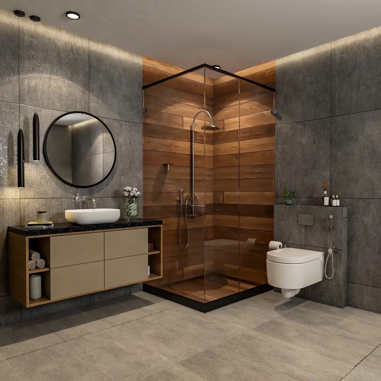 Waterproof Thermally Modified Solid Wood Showers