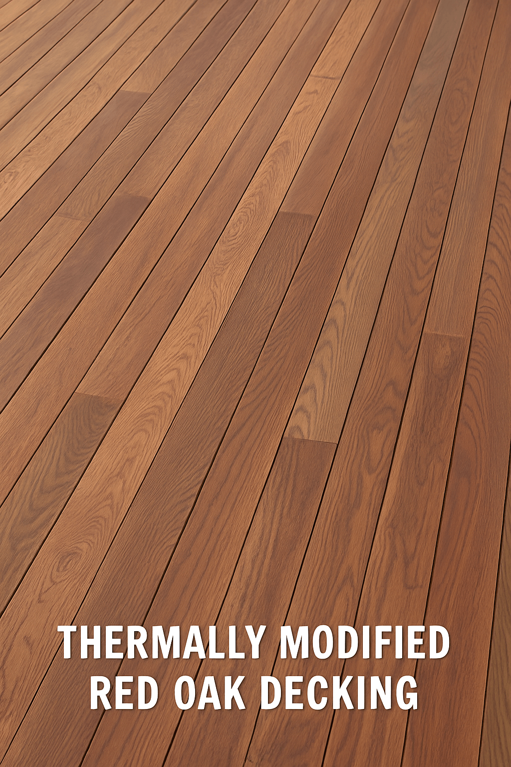 Waterproof Red Oak decking — real wood , close up of deck