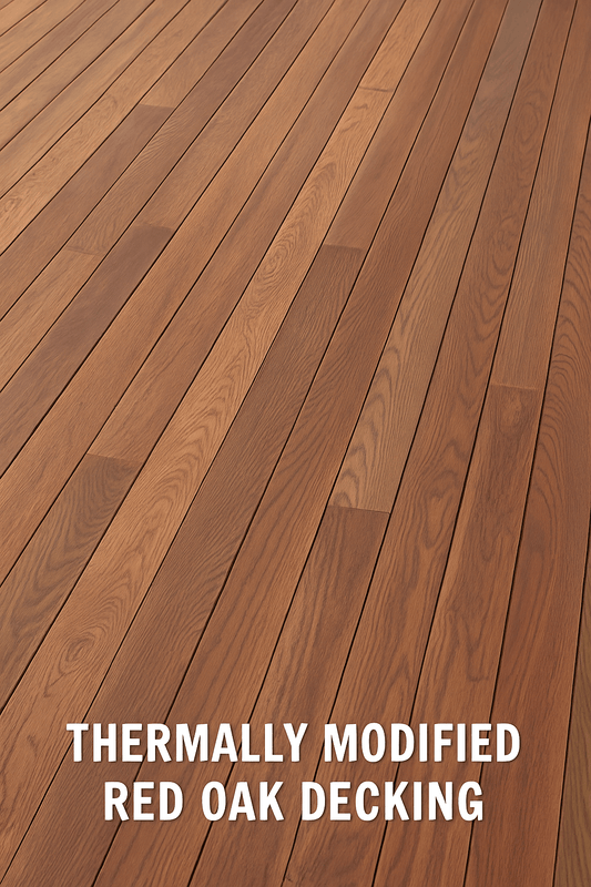Waterproof Red Oak decking — real wood , close up of deck