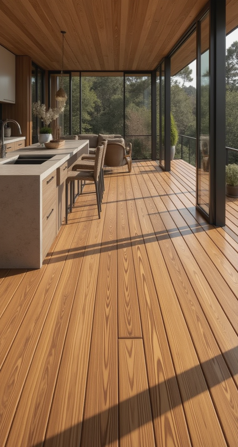 waterproof thermally modified cypress deck-outside living area