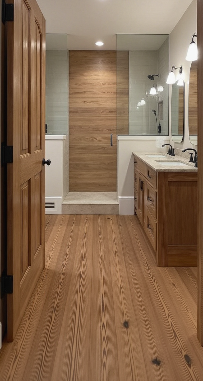 Solid  wood for bathrooms  and showers, antique heart pine , white oak and cypress