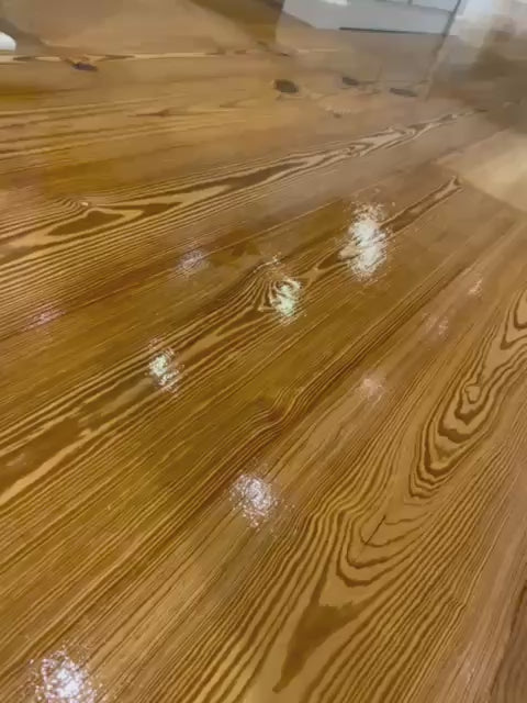 Waterproof Antique Heart Pine flooring — 100% solid wood for concrete slabs, basements, showers, and radiant heat. Thermally modified with just heat and steam